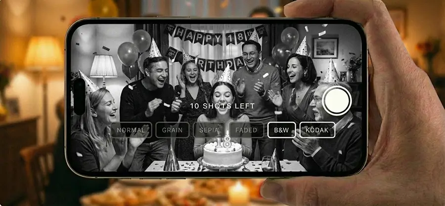 Digitale Einwegkamera - Schwarz-Weiß Filter